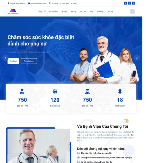 Mẫu giao diện Mẫu website bệnh viện, phòng khám