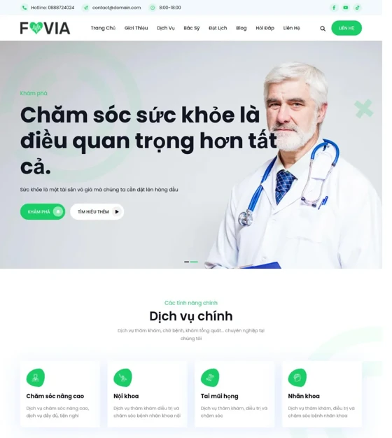 Mẫu giao diện Mẫu website bệnh viện, phòng khám 2