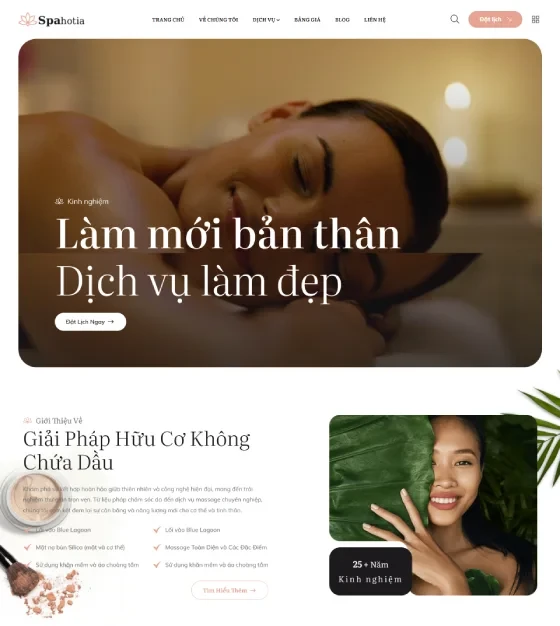Mẫu giao diện Mẫu website dịch vụ Spa, dịch vụ làm đẹp 02