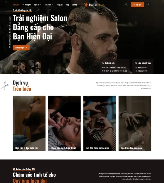 Mẫu giao diện Mẫu website Salon, chuỗi cửa hàng cắt tóc