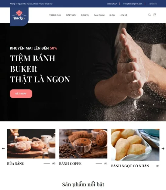 Mẫu giao diện Mẫu website tiệm bánh, nước uống