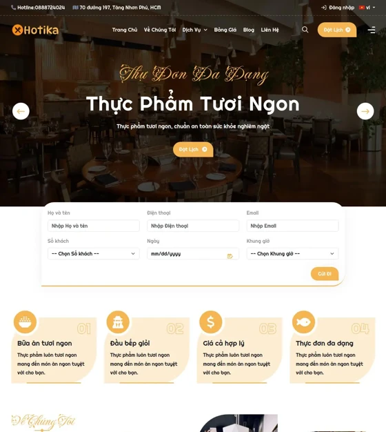Mẫu giao diện Mẫu website nhà hàng sang trọng
